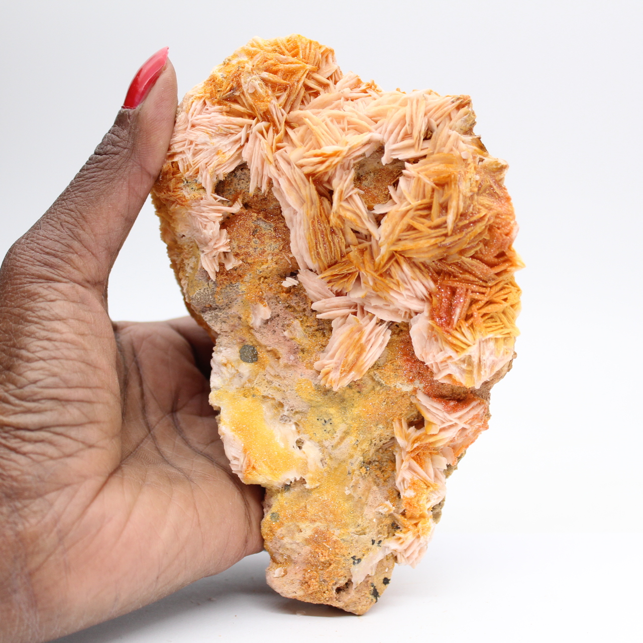 Ejemplar de barita naranja marroquí en cristales naturales